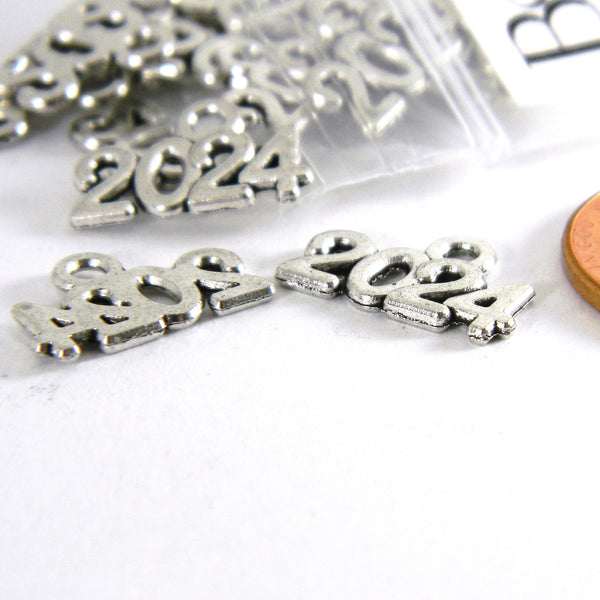 Antique Silver 2024 Metal Graduation New Year Pendant Jewelry Charms w –  bedazzlinbeads