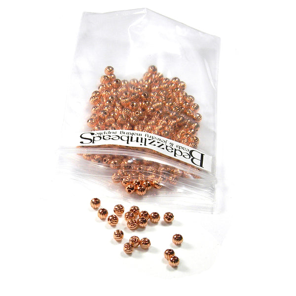 Fluted Pure Copper Metal 3mm Corrugated Round Small Little Spacer Beads