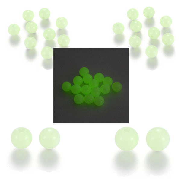 Luminous Light Pale Green Bright Glow in the Dark Plastic Acrylic Round Loose Glowing GID Jewelry Beads with Holes~Sold Individually