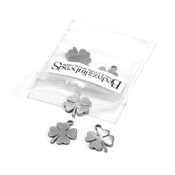 Surgical 304 Grade Stainless Steel 1/2 in Silver 4 Leaf Clover Silver Jewelry Charms~Sold Individually