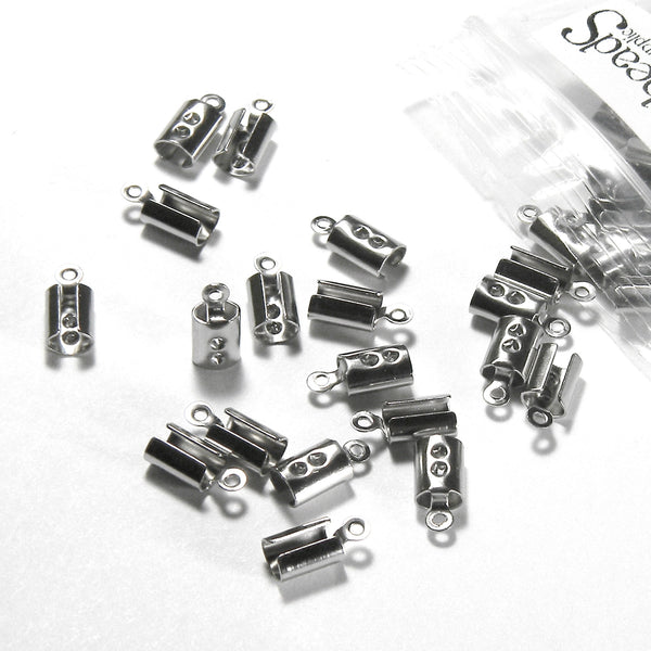 Surgical 304 Grade Stainless Steel 3mm Round Cut Crimp Tube Cord End Findings with Loop~Sold Individually