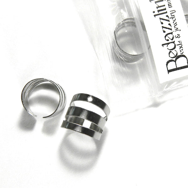 Surgical 304 Grade Stainless Steel Silver Ear Cuff Clip On Fake Earring Findings with Hole~Sold Individually