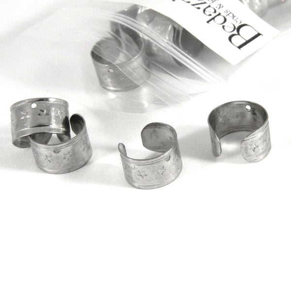 Surgical 304 Grade Stainless Steel Silver Star Ear Cuff Clip On Fake Earring Jewelry Findings with Hole~Sold Individually