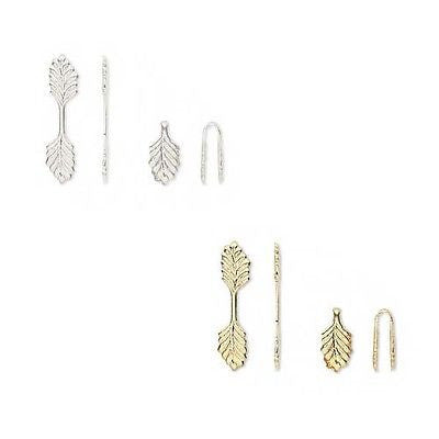10 Plated Brass Metal Leaf Shaped 22mm Long Fold Over Glue On Jewelry Finding Bails To Make Pendants & Charms for Undrilled Items~Sold Individually