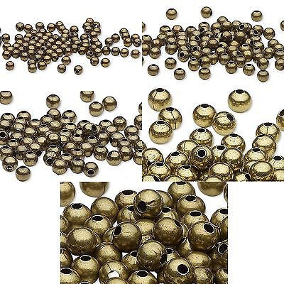 Antique Brass Finished Steel Metal Round Spacer Accent Beads 2.5mm, 3mm, 4mm, 6mm & 8mm~Sold Individually