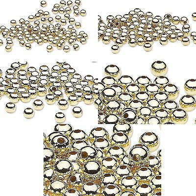 Shiny Gold Finish Steel Metal Round Ball Spacer Jewelry Accent Beads Available in 2.5mm, 3mm, 4mm, 6mm & 8mm~Sold Individually