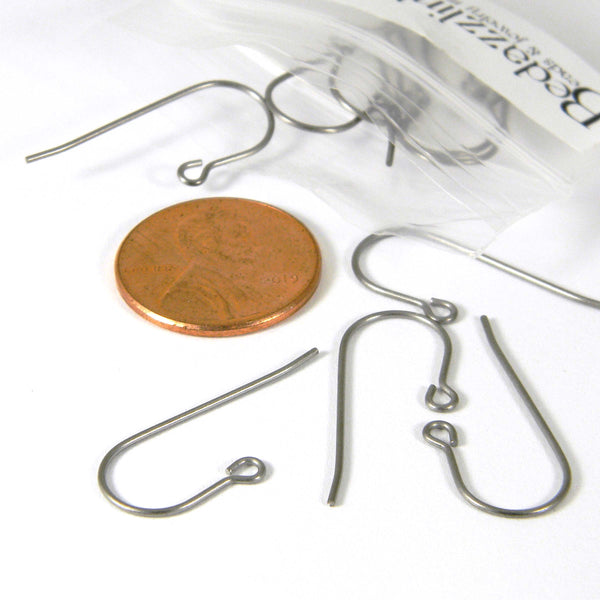 Matte Silver Hypoallergenic Nickel Free Titanium French Fish Hook Earring  Findings with Open Loop Ring~Sold Individually