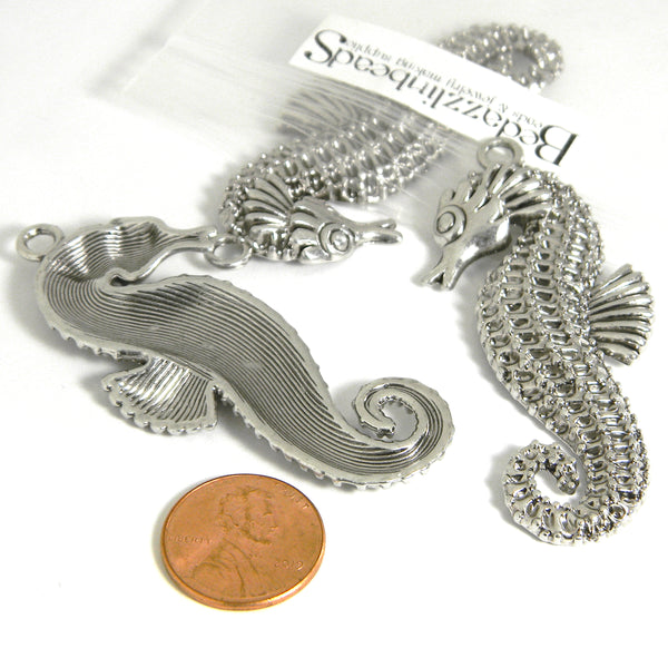 Big 2 1/2 inch Antique Silver Seahorse Ocean Fish Pendant Charms with –  bedazzlinbeads