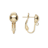 Stud Omega Back Post Earring Findings With 8mm Round Half Ball & Loop Ring for Adding Charms Plated Over Brass Base Metal for Pierced Ear~Sold Individually