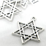 Big 1 1/4 inch Antiqued Silver Star of David Hexagram Jewish Pendant Charm with an Antique Finish of Overlay Triangles~Sold Individually