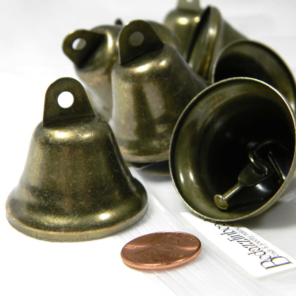 Big 1 3/8 inch Rustic Antique Bronze Wedding Cow Bells with Loop Hole Old Vintage Appearance~Sold Individually