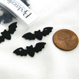Matte Black 1 inch (25mm) Winged Spooky Vampire Bat Halloween Charm Pendants with Hole to Hang~Sold Individually