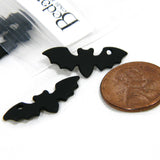 Matte Black 1 inch (25mm) Winged Spooky Vampire Bat Halloween Charm Pendants with Hole to Hang~Sold Individually