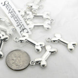 3D Double Sided 7/8 inch (23mm) Puppy Dog Bone Charms with 2mm Loop Ring for Hanging Plated Metal~Sold Individually