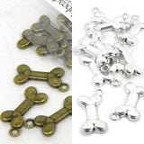 3D Double Sided 7/8 inch (23mm) Puppy Dog Bone Charms with 2mm Loop Ring for Hanging Plated Metal~Sold Individually