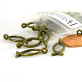 Antique Bronze Plated Metal 3/4 inch Christian Fish Passover Pendant Charms with Loop Ring Hole~Sold Individually