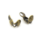 Bottom Clamp Clam Shell Bead End Cord Tips with Closed Loop Ring for Knots & Crimp Jewelry Findings~Sold Individually