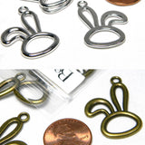 Hollow 1 1/4 inch Big Easter Bunny Rabbit Floppy Ear Jewelry Pendant Charms for Necklace, Bracelet, Earrings and so Much More~Sold Individually