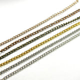 Thin Twisted Curb Link Unfinished Chain Plated Over Iron Metal Sold in Bulk by the Foot