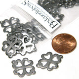 Silver 201 Grade Stainless Steel 4 Leaf Clover St. Patrick's Day Metal Shamrock Link Bead Charms with 2 Connector Holes~Sold Individually