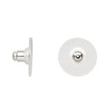 Big Plastic Plated Metal Comfort Clutch Replacement Earring Backings with Standard Bullet Ear Nuts & 12mm Clear Round Flat Pad for Heavy Earrings & Findings~Sold Individually