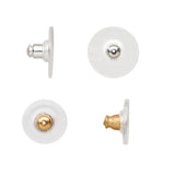 Big Plastic Plated Metal Comfort Clutch Replacement Earring Backings with Standard Bullet Ear Nuts & 12mm Clear Round Flat Pad for Heavy Earrings & Findings~Sold Individually