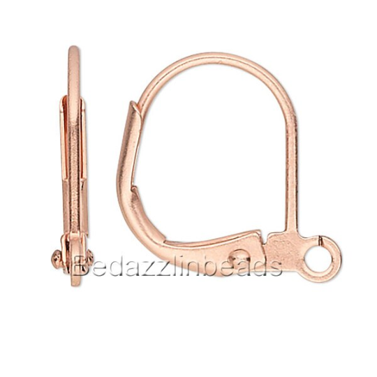 Copper Plated over Brass Base Metal 14mm Hoop Leverback Earring Findings with Open Loop~Sold Individually
