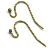 Fishhook Hook Earwire Earring Findings With Open Fancy Ball Loop Plated Over Brass Base Metal~Sold Individually
