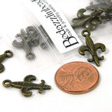 Fleur-De-Lis 19mm 3/4 inch Fleur Lily Flower Pendant Charms Plated Over Pewter Base Metal~Sold Individually