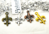 Fleur-De-Lis 19mm 3/4 inch Fleur Lily Flower Pendant Charms Plated Over Pewter Base Metal~Sold Individually