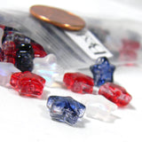 Patriotic Clear White AB and Red & Blue 8mm USA American Flag Themed Glass Star Beads~Sold in 100 Piece Increments