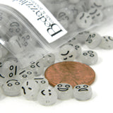 Green Glowing Facial Expressions: Smile, Mad, Sad, Scared Glow in the Dark Face Coin Beads~Sold in 100 Piece Increments