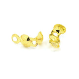 Bottom Clamp Clam Shell Bead End Cord Tips with Closed Loop Ring for Knots & Crimp Jewelry Findings~Sold Individually