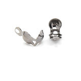 Bottom Clamp Clam Shell Bead End Cord Tips with Closed Loop Ring for Knots & Crimp Jewelry Findings~Sold Individually