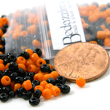 Little 500 Black & Orange Opaque Halloween 8/0 Small Micro 3mm Glass Seed Beads~Sold In 20 gram increments