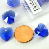 Faceted Glass 14mm Heart Focal Drop Beads with 1.5mm Hole for Charms or Pendants~Sold Individually