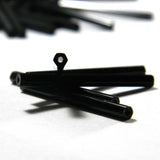 Opaque Jet Black Hexagon Czech Glass 1 inch (25mm) Long Bugle Tube Beads~Sold Individually