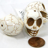 Huge 1 1/8 inch Beige Stone Natural Tan Big Skull Bone Bead with Cracks & Hole~Sold Individually