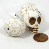 Huge 1 1/8 inch Beige Stone Natural Tan Big Skull Bone Bead with Cracks & Hole~Sold Individually