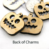 Unfinished 1 Inch Wood Jack-O-Lantern Pumpkin Wooden Pendant Halloween Charms~Sold Individually