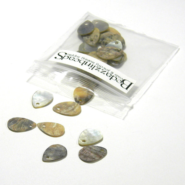 Natural Tan 13mm (1/2 inch) Teardrop Mussel Shell Drop Charms with 1.5mm Hole~Sold Individually