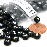 100 Plastic Acrylic 7mm Round 3.5 Thick Assorted Opaque Flat Number Coin Beads in a Mix of Numbers~Sold in 100 Increments