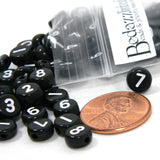 100 Plastic Acrylic 7mm Round 3.5 Thick Assorted Opaque Flat Number Coin Beads in a Mix of Numbers~Sold in 100 Increments