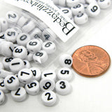 100 Plastic Acrylic 7mm Round 3.5 Thick Assorted Opaque Flat Number Coin Beads in a Mix of Numbers~Sold in 100 Increments