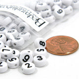 100 Plastic Acrylic 7mm Round 3.5 Thick Assorted Opaque Flat Number Coin Beads in a Mix of Numbers~Sold in 100 Increments