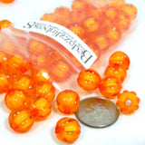 Translucent Orange Corrugated 10mm Round Ribbed Autumn Pumpkin Plastic Acrylic Bead in a Bead Beads for Fall~Sold Individually