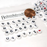 Black & White 7mm Round x 4mm Thick Plastic Acrylic Disc Coin Alphabet Letter Beads~Sold Individually