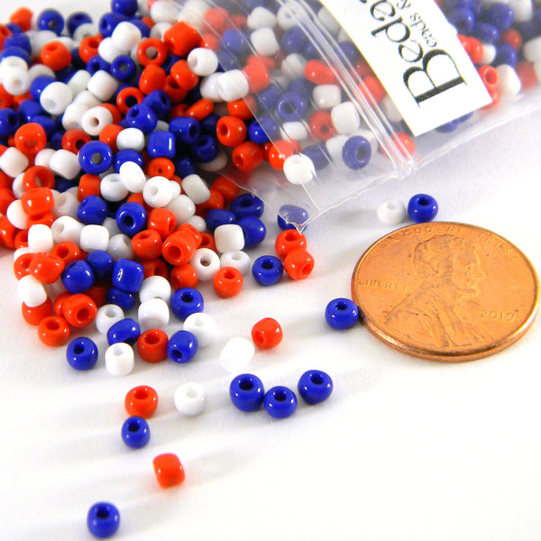 Red White & Blue Patriotic USA Themed 8/0 Small 3mm Glass Seed Beads for Weaving, Jewelry, Key Chains ect.~Sold in 5 Gram Increments