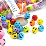 Assorted Opaque Color 8mm Round Smiley, Sad, Happy, Mad Emotion Face Plastic Expression Beads ~ Sold in 100 Piece Increments