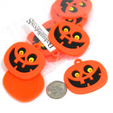 Big 1 3/8 inch Orange, Black and Yellow Jack O Lantern Halloween Pumpkin Plastic Rubber Charm Pendants ~ Sold Individually